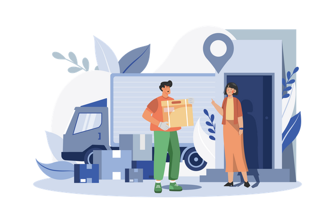 Door-to-door delivery Illustration