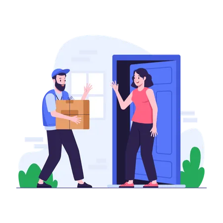 Illustration Of Door To Door Delivery Service Illustration