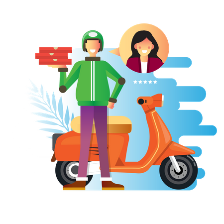 Door to door pizza delivery  Illustration