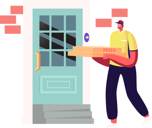 Door To Door Pizza Delivery Service  Illustration