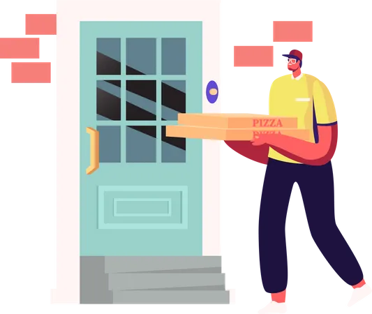 Door To Door Pizza Delivery Service  Illustration