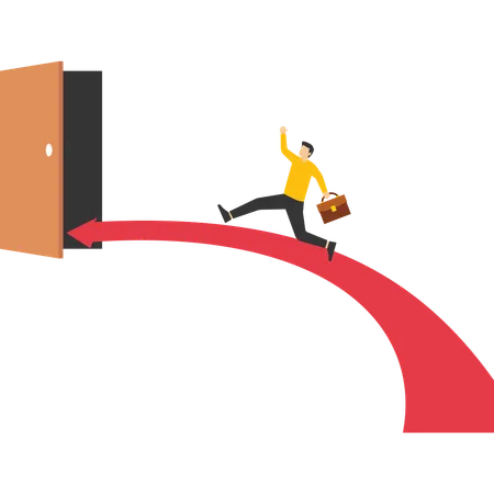 Businessman Running Into A Door Business Target Door To Success Illustration
