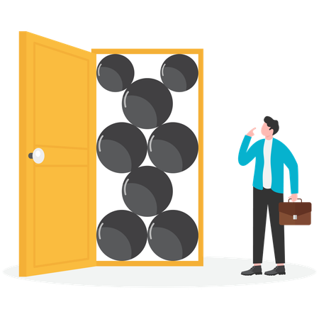 Door to success of businessman blocked  Illustration