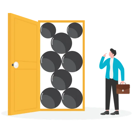 Door to success of businessman blocked  Illustration