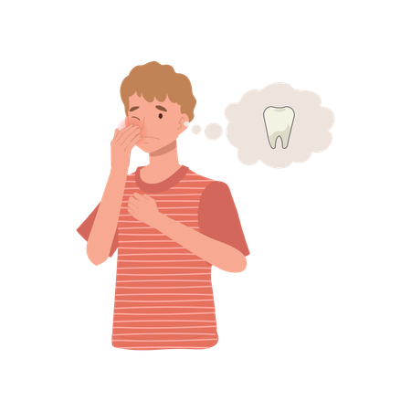 Dor facial por dor de dente e problemas nas gengivas Cuidados orais masculinos para sensibilidade dentária  Illustration