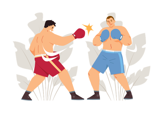 Dos boxeadores peleando  Ilustración