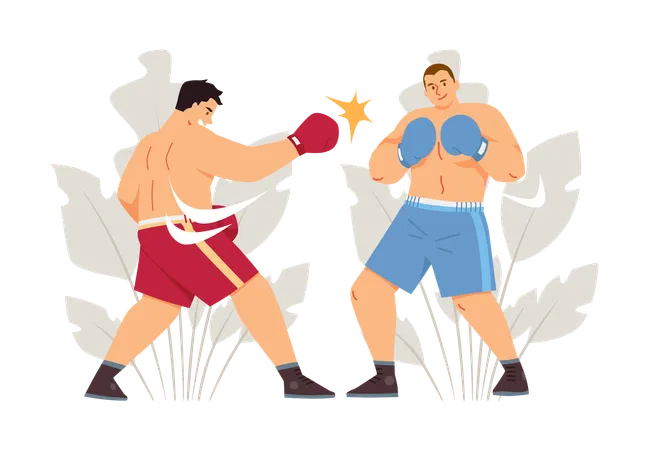 Dos boxeadores peleando  Ilustración