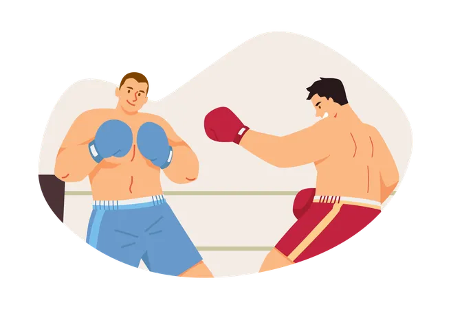 Dos boxeadores peleando en el ring  Ilustración