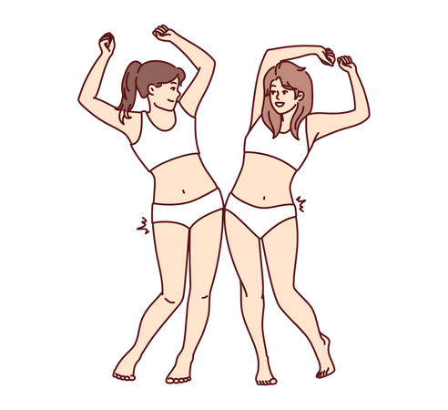 Dos chicas en ropa de playa  Ilustración