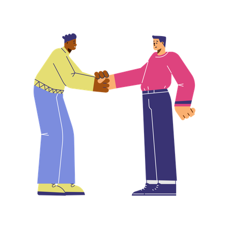 Dos chicos haciendo una sociedad comercial  Ilustración