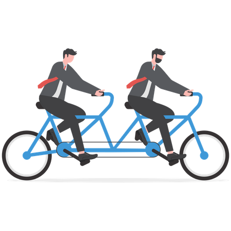 Dos empresarios en bicicleta hacia el éxito  Ilustración