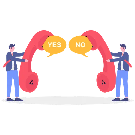 Dos empresarios eligen entre sí y no.  Ilustración