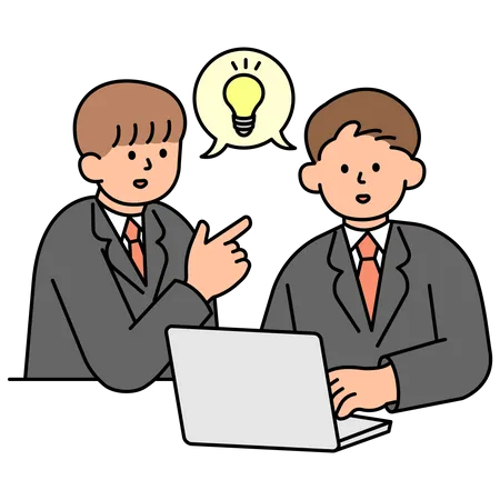 Dos empresarios intercambiando ideas  Ilustración