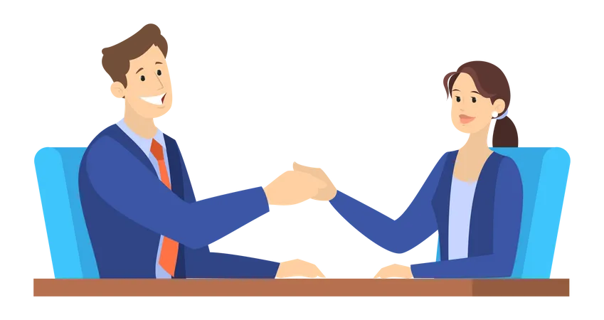 Dos empresarios se dan la mano como resultado de un acuerdo  Ilustración