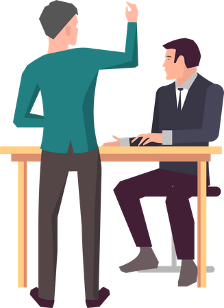 Dos hombres hablando de plan de negocios  Ilustración