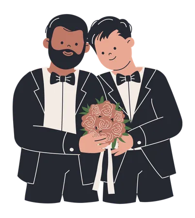 Dos hombres homosexuales se casan  Ilustración