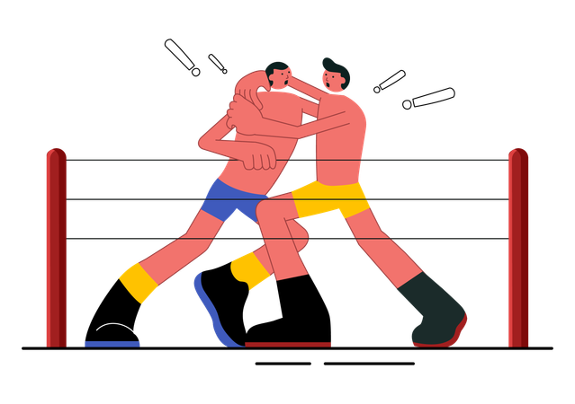 Dos luchadores haciendo lucha libre  Ilustración