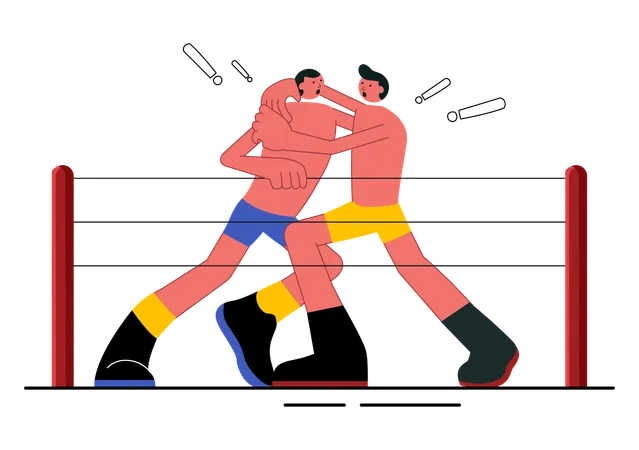 Dos luchadores haciendo lucha libre  Ilustración