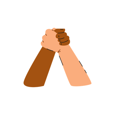 Dos manos en un apretón de manos que simbolizan respeto y acuerdo.  Ilustración