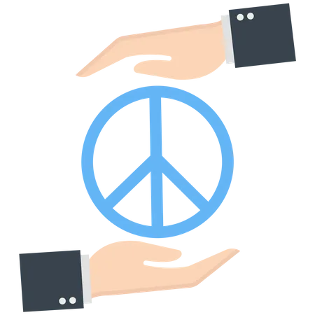 Dos manos sosteniendo un símbolo de paz  Ilustración