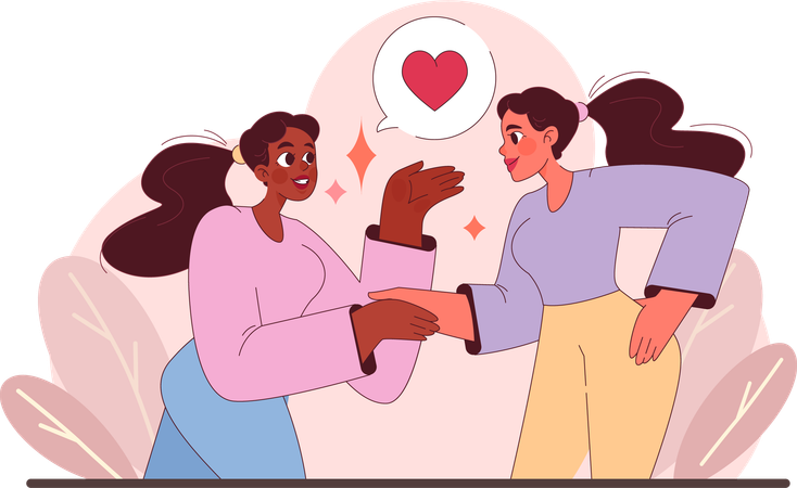 Dos mujeres diversas comparten momento de apoyo mutuo  Ilustración