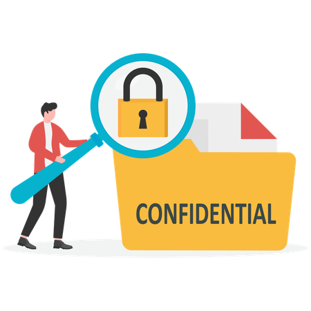Chemise jaune avec documents confidentiels  Illustration