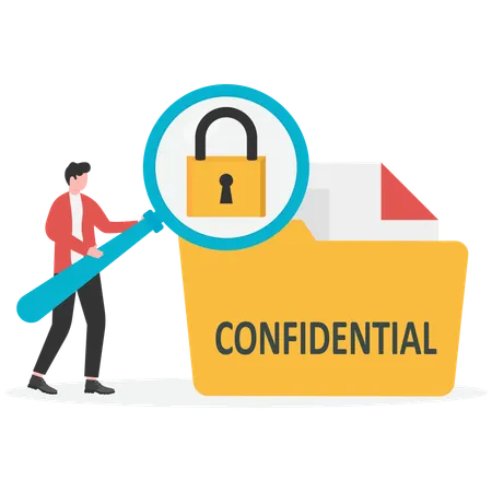 Chemise jaune avec documents confidentiels  Illustration