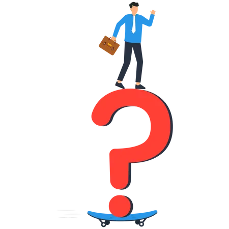 Question Or Problem Solving Think About Answer Or Solution Contemplation Doubt Or Concentration FAQ Frequently Asked Questions Doubtful Businessman Thinking About Answer With Big Question Mark Illustration