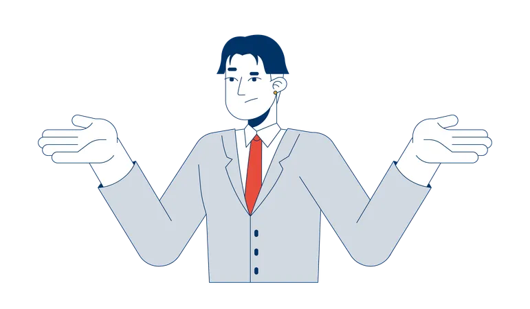 Doubting japanese businessman shrugging  Illustration