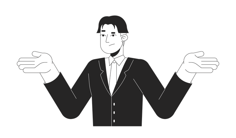 Doubting japanese businessman shrugging  Illustration