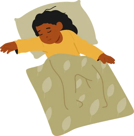 Un doux enfant dort paisiblement dans son lit  Illustration