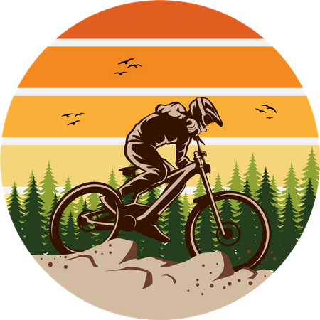 Downhill mountain bikers  Illustration