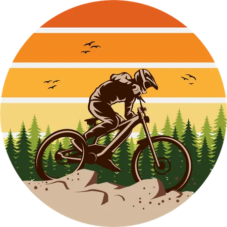 Downhill mountain bikers  Illustration