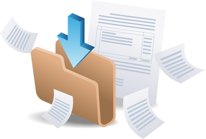 Download and save digital data in computer folders  Illustration