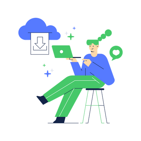 Downloading Data from cloud Illustration