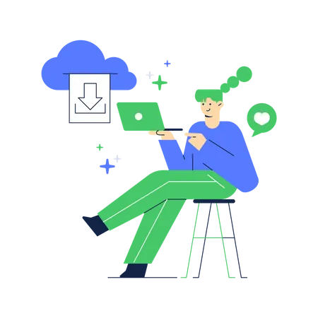 Downloading Data from cloud  Illustration