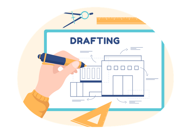 Drafting home architect plan  Illustration