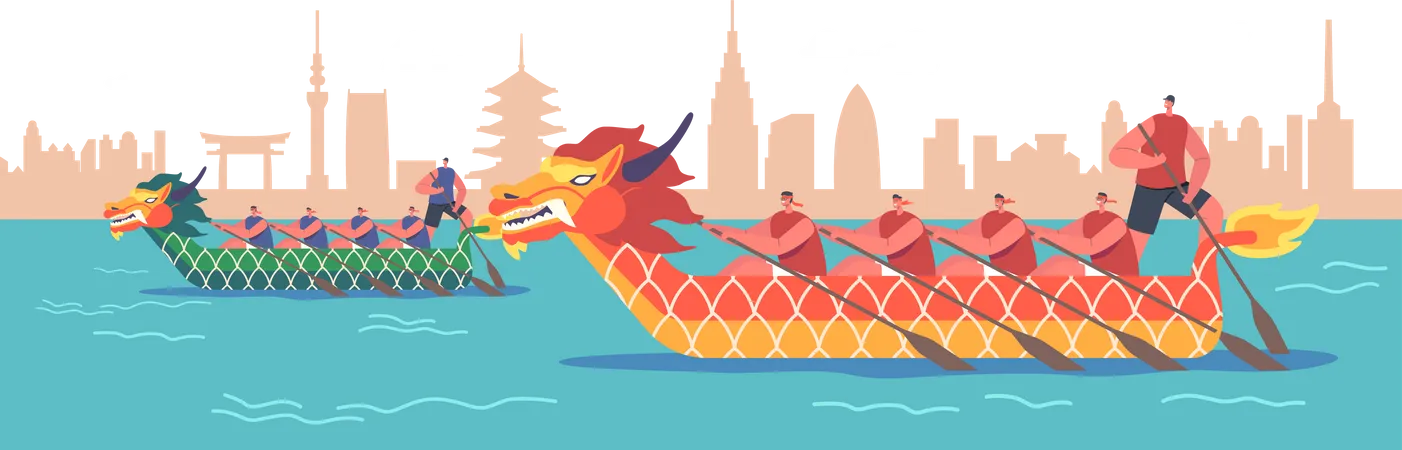 Dragon boat race competition Illustration