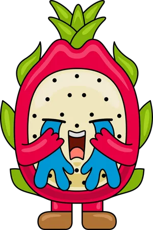 Dragon Fruit Mascot crying  Illustration