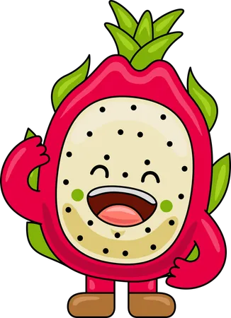 Dragon Fruit Mascot laughing  Illustration