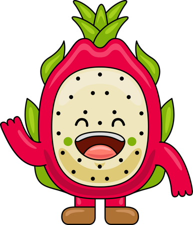 Dragon Fruit Mascot waiving hand  Illustration