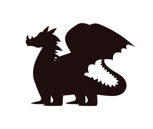Silhouette noire de dragon  Illustration