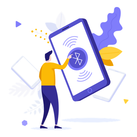 Drahtlose Netzwerktechnologie zum Datenaustausch zwischen elektronischen Mobilgeräten  Illustration