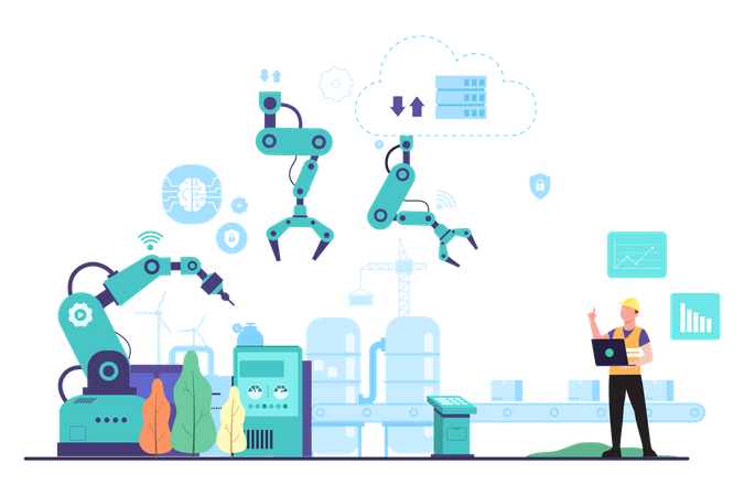 Drahtlose Produktionstechnologie zur Steuerung  Illustration