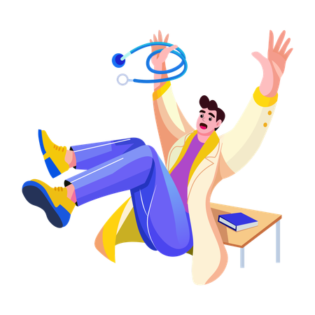 Dramatic Doctor falling down  Illustration