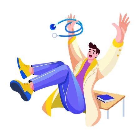 Dramatic Doctor falling down  Illustration