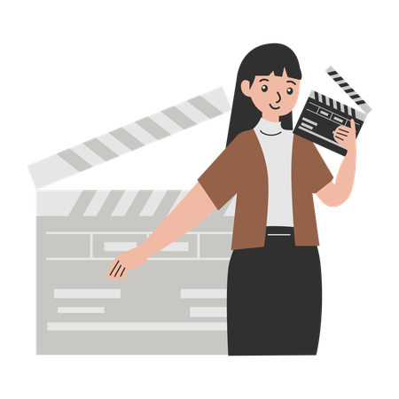 Dramatic movie star holding movie clapper  Illustration