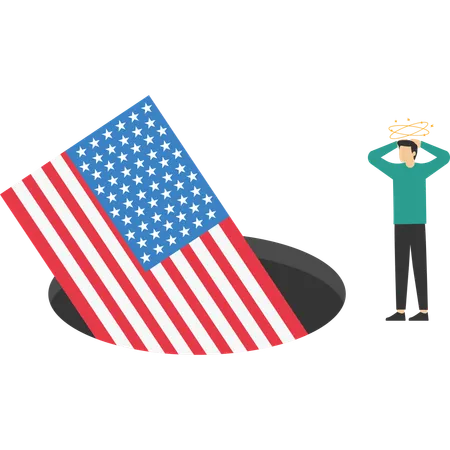 Le drapeau des États-Unis d'Amérique est tombé dans une fosse  Illustration