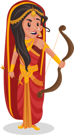 Draupadi mit Bogen  Illustration