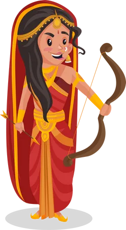 Draupadi mit Bogen  Illustration